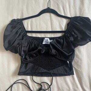 Princess Polly Black Puff Sleeve Blouse